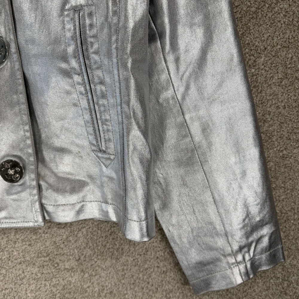 Ralph Lauren Jeans Co Womens Soirée Silver Y2k‎ Metallic Jacket VTG XL *FLAWS - Picture 7 of 12